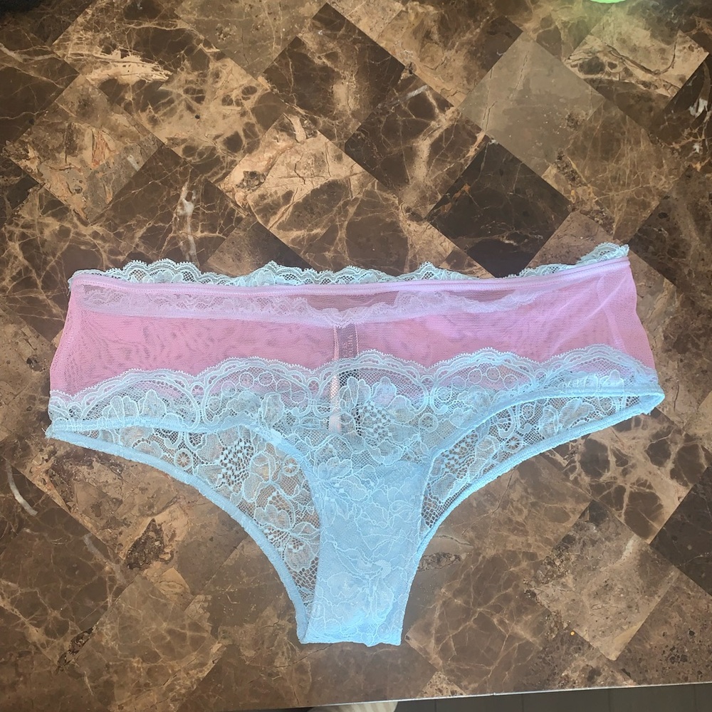 Lace Trim Pink and Blue Women's Intimate